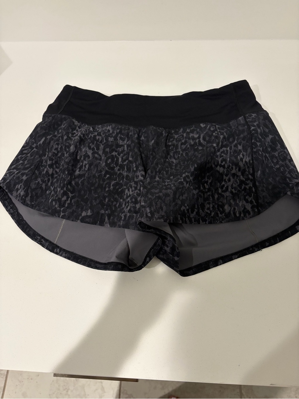 Lululemon Size 6 Women's Black Animal-Print Running Shorts